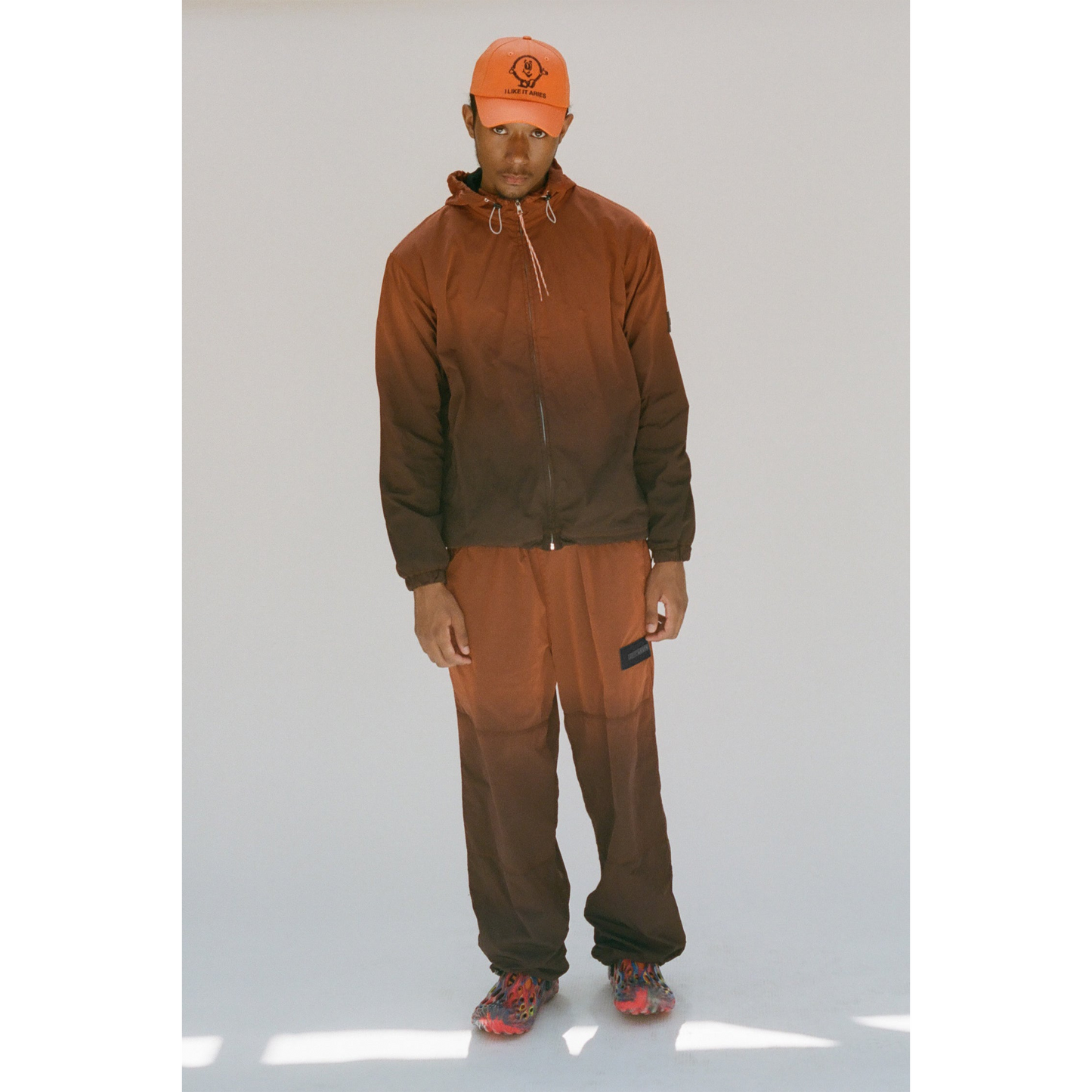 Aries Arise Spray-Dyed Windcheater Pant - Orange