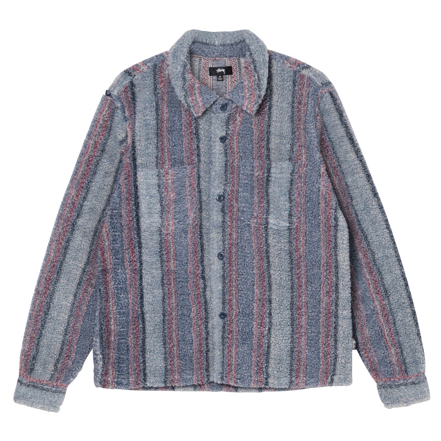 Stüssy Stripe Sherpa Shirt - Blue