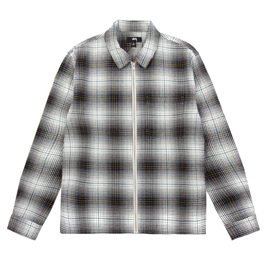 Stüssy Paul Shadow Plaid Zip Shirt - Black