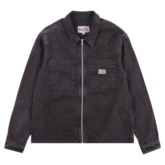 Stüssy Washed Canvas Zip Shirt - Black