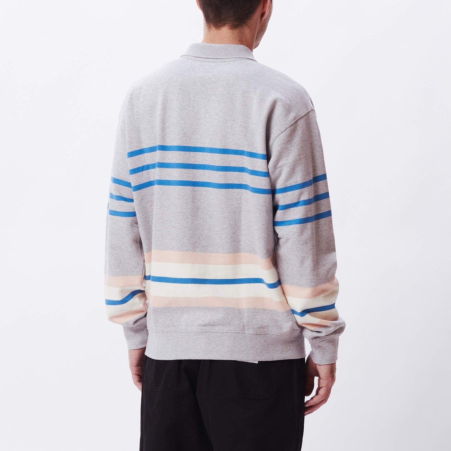 OBEY Issue Stripe Polo Sweat - Tarmac Multi