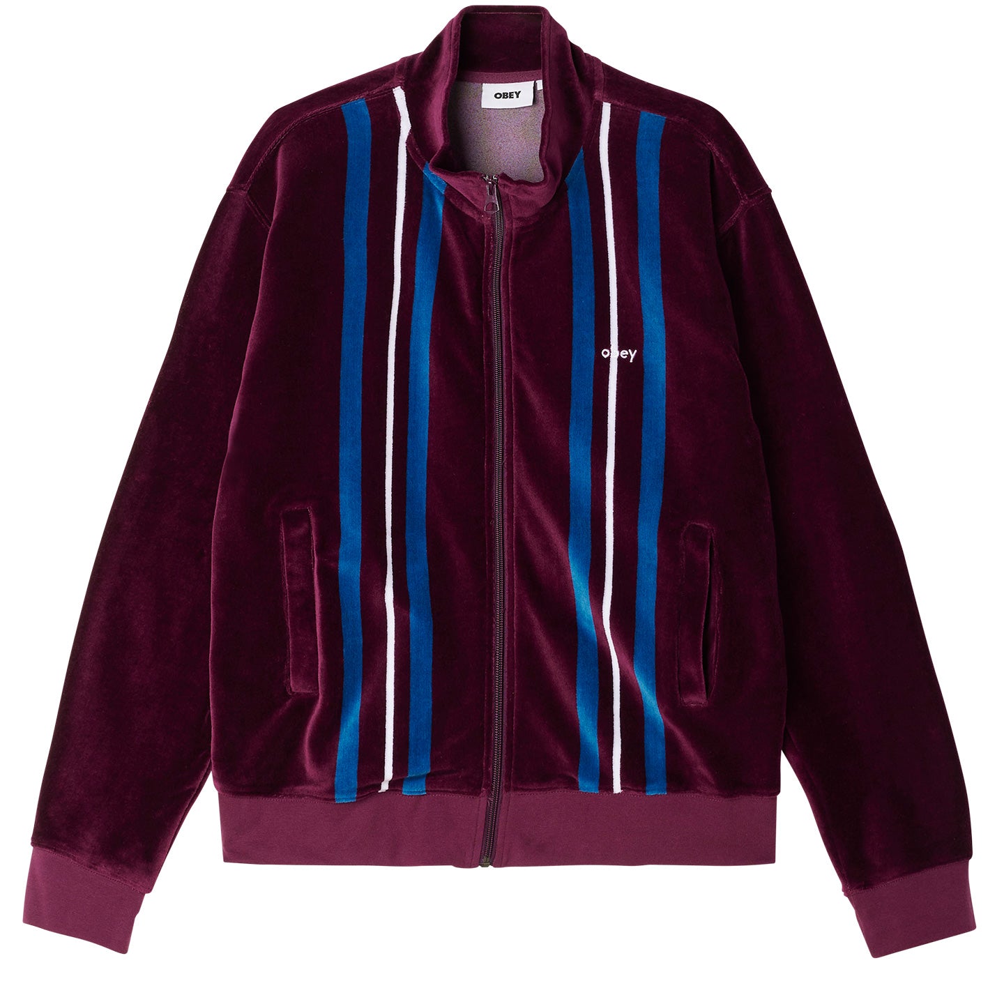 OBEY Provecal Velour Zip Up Mockneck - Beetroot Multi
