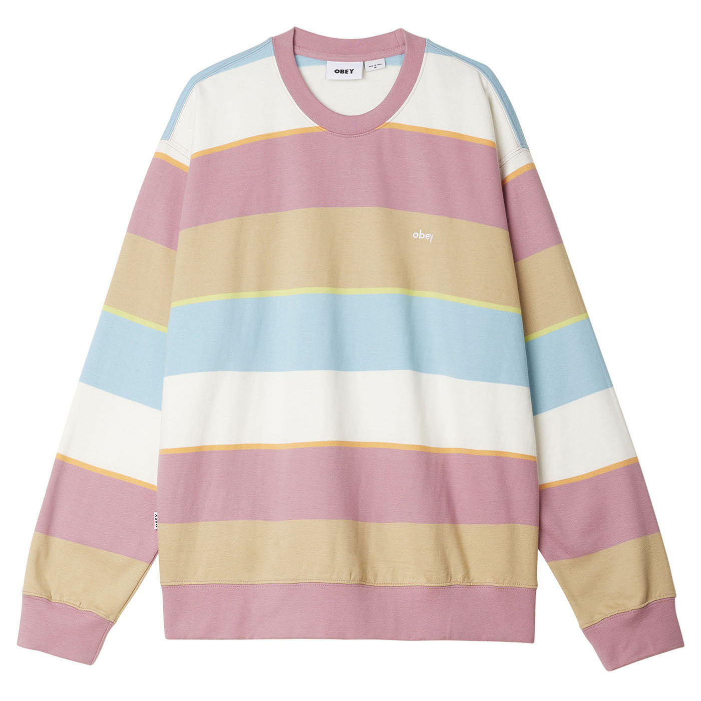 OBEY Resol Stripe Crew - Vintage Pink