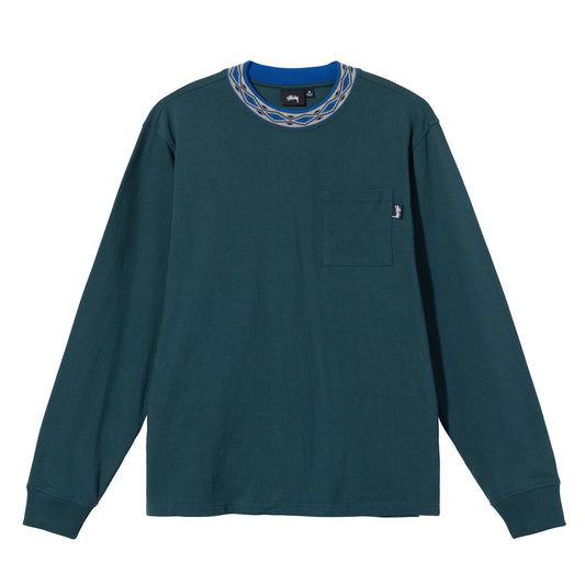 Stüssy Jacquard Mock Neck Crew - Teal