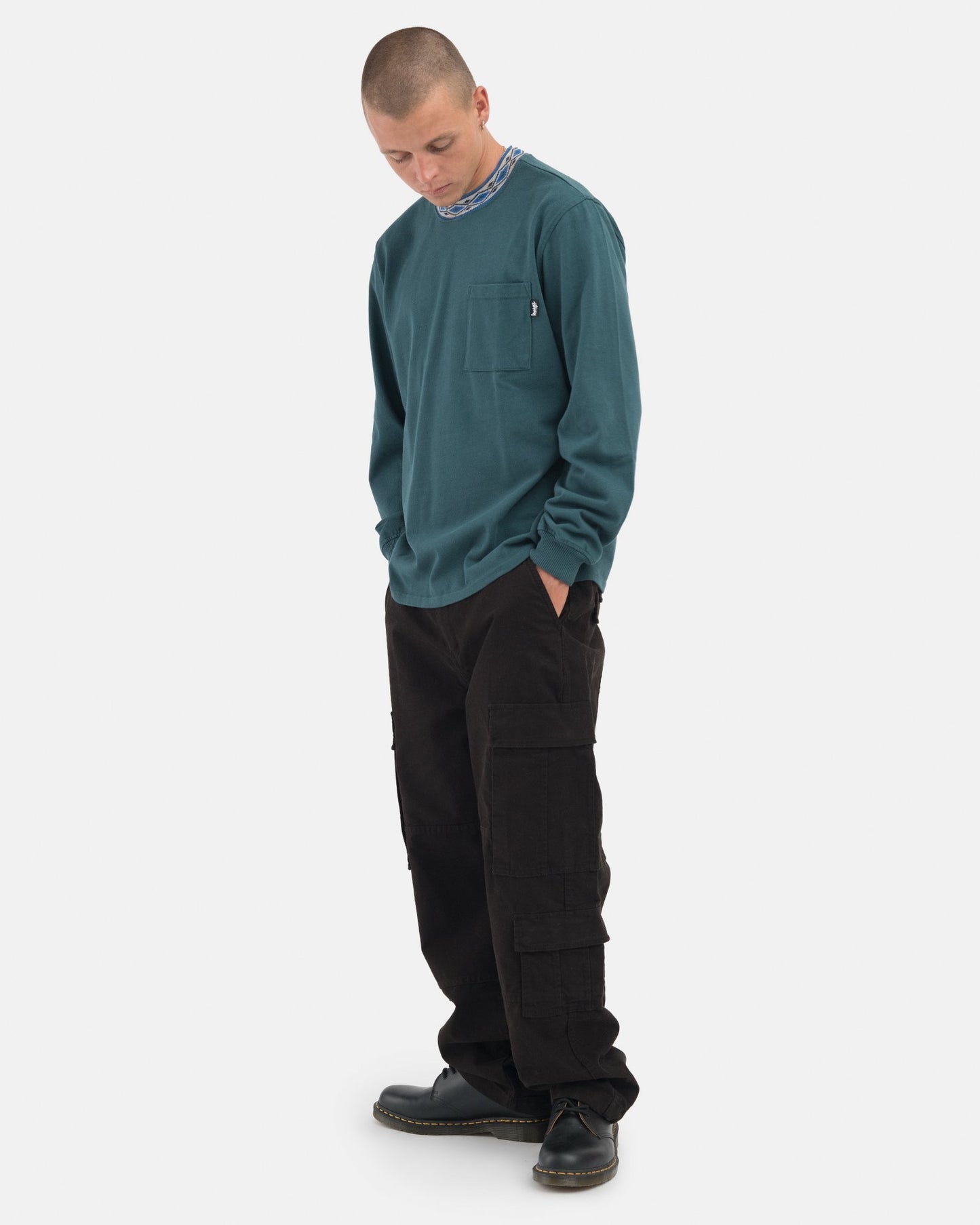 Stüssy Jacquard Mock Neck Crew - Black