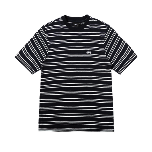 Stüssy Henry Striped Crew T-Shirt - Black