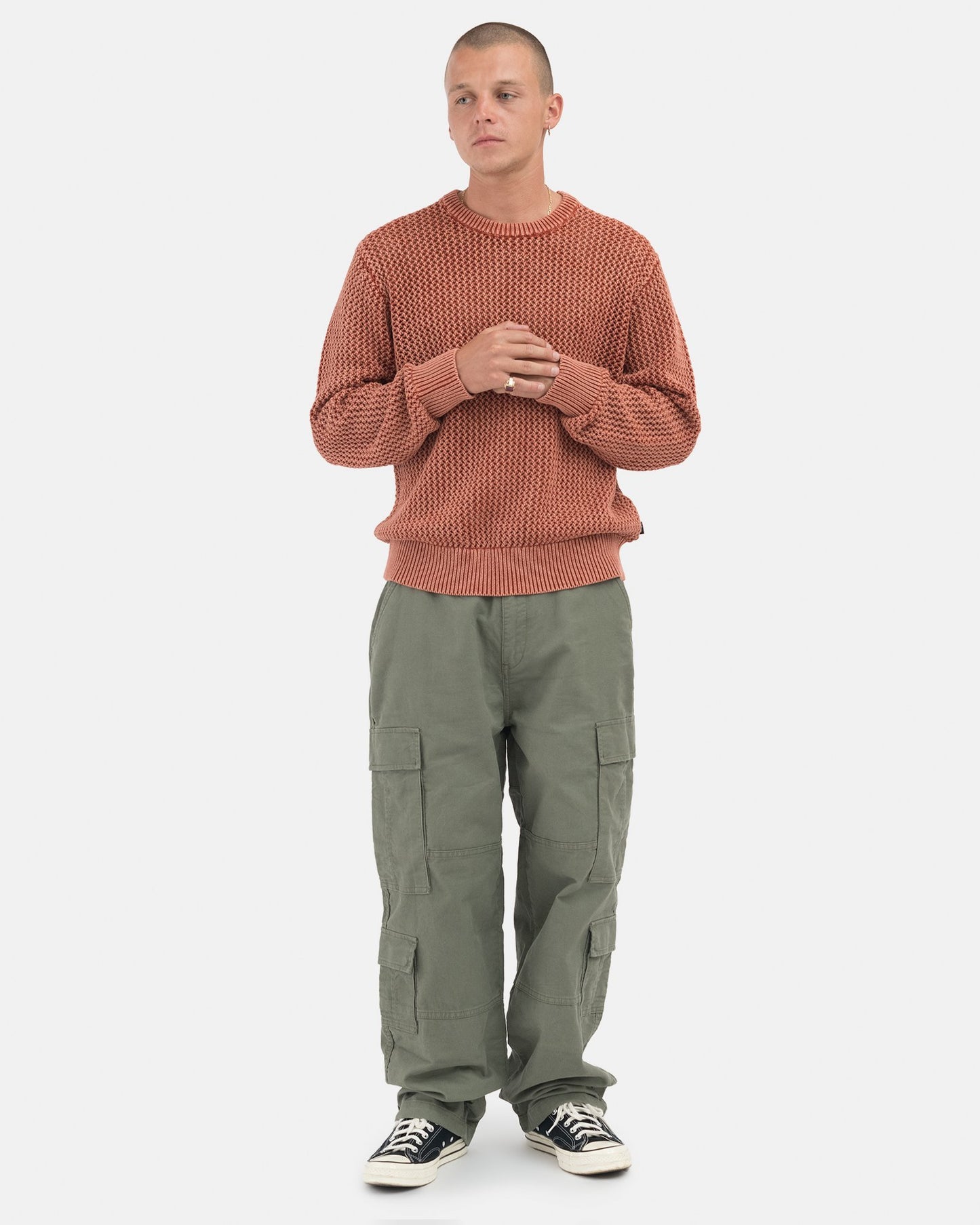 Stüssy Pigment Dyed Loose Gauge Sweater - Salmon
