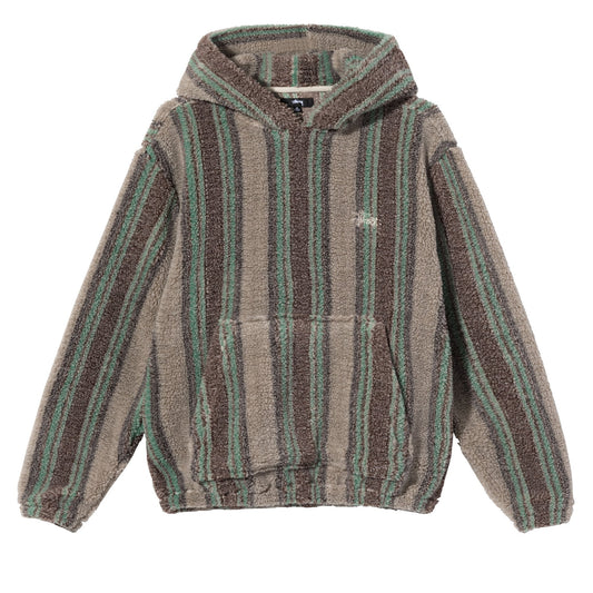 Stüssy Stripe Sherpa Hoodie - Tan