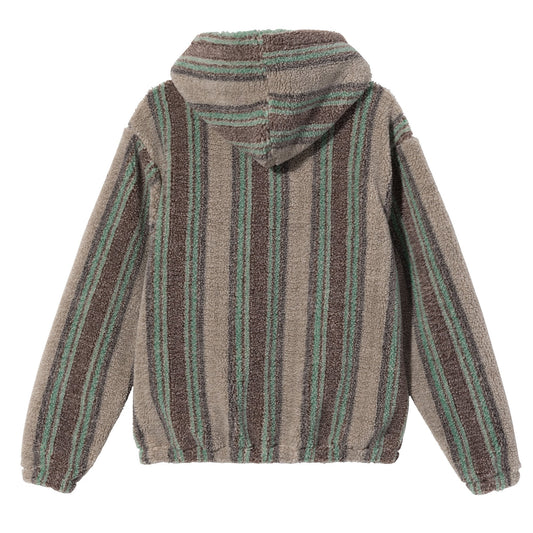 Stüssy Stripe Sherpa Hoodie - Tan