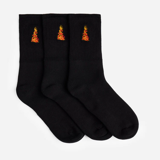 Maharishi Micro Dragon Sport Sock 3pk - Black Black