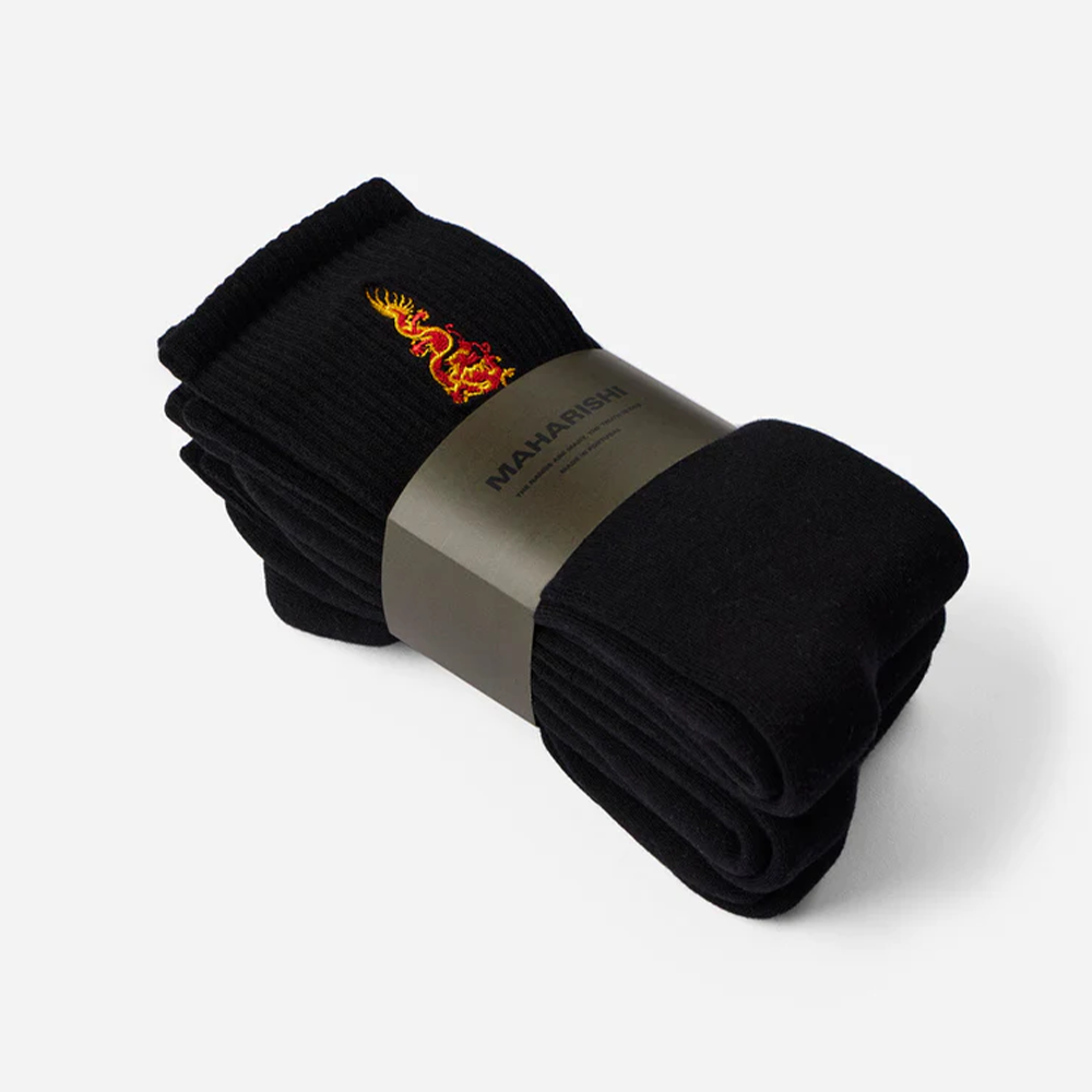 Maharishi Micro Dragon Sport Sock 3pk - Black Black