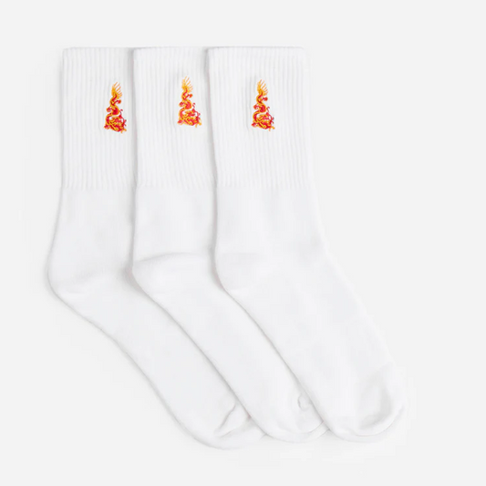 Maharishi Micro Dragon Sport Sock 3pk - White