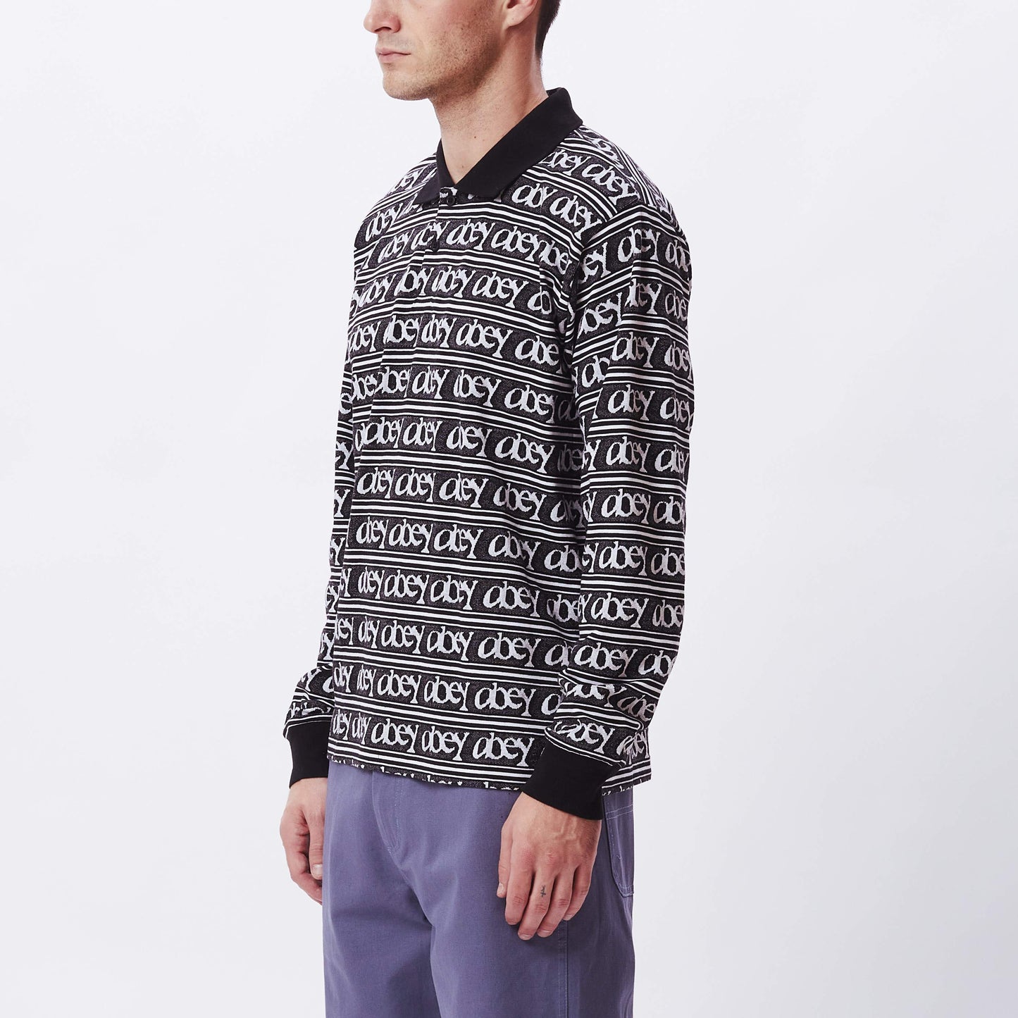 OBEY Werner Jacquard LS Polo - Copper Coin