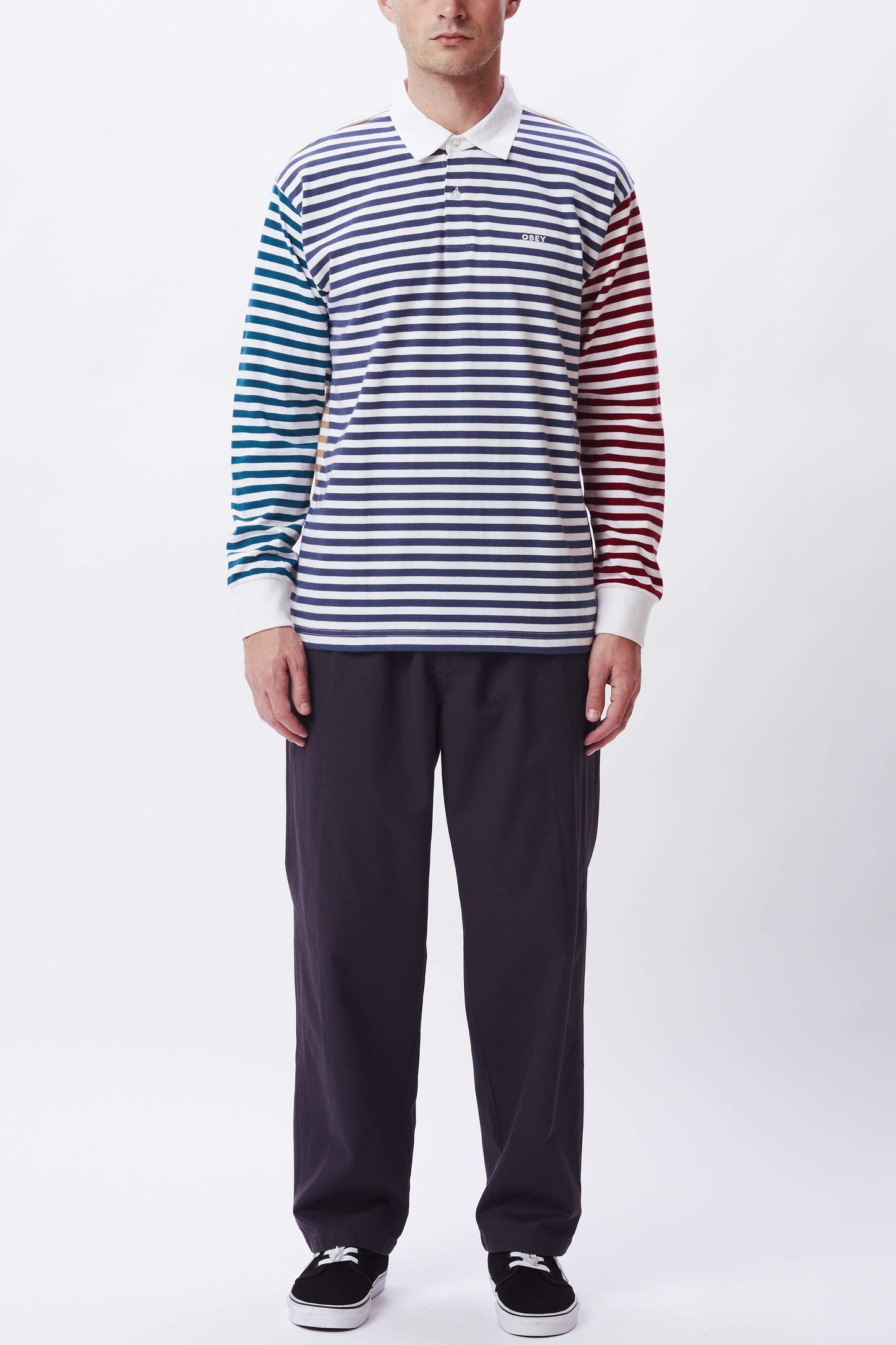 OBEY Marcel Striped LS Polo