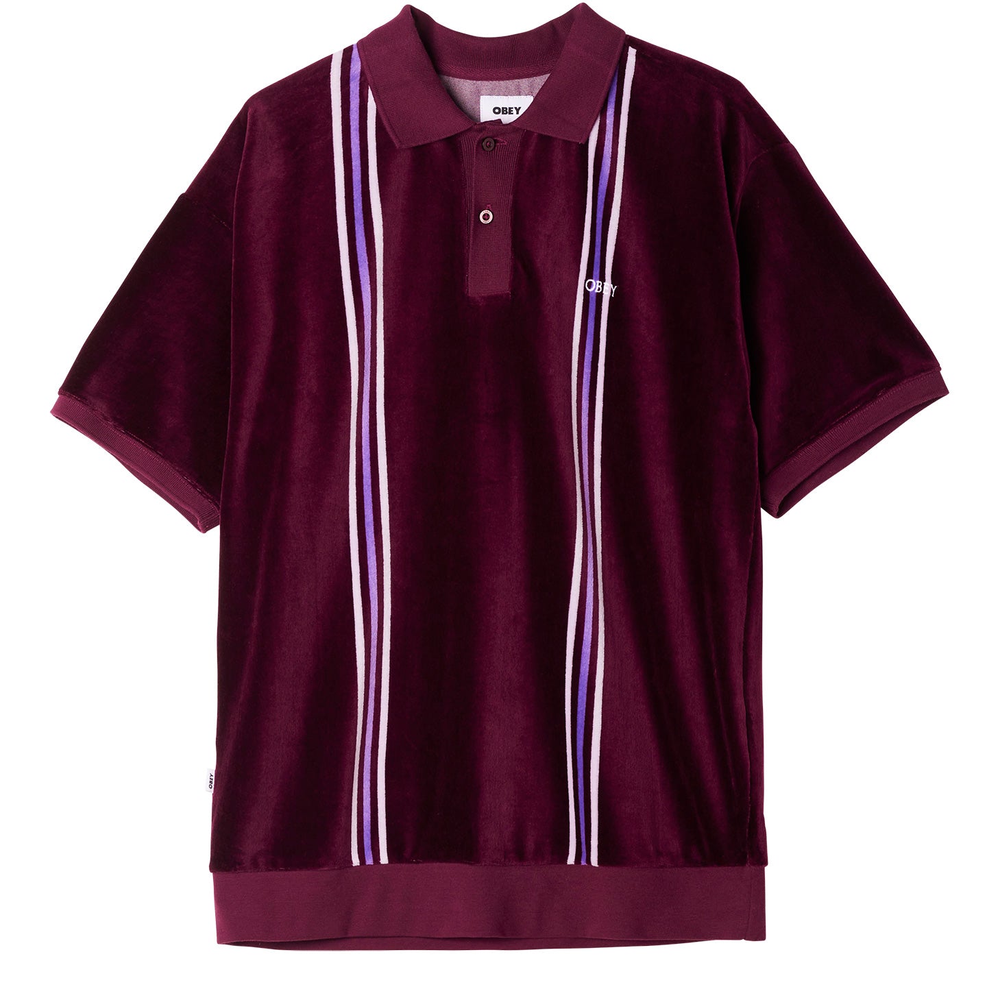 OBEY Stefano Velour Polo - Beetroot Multi