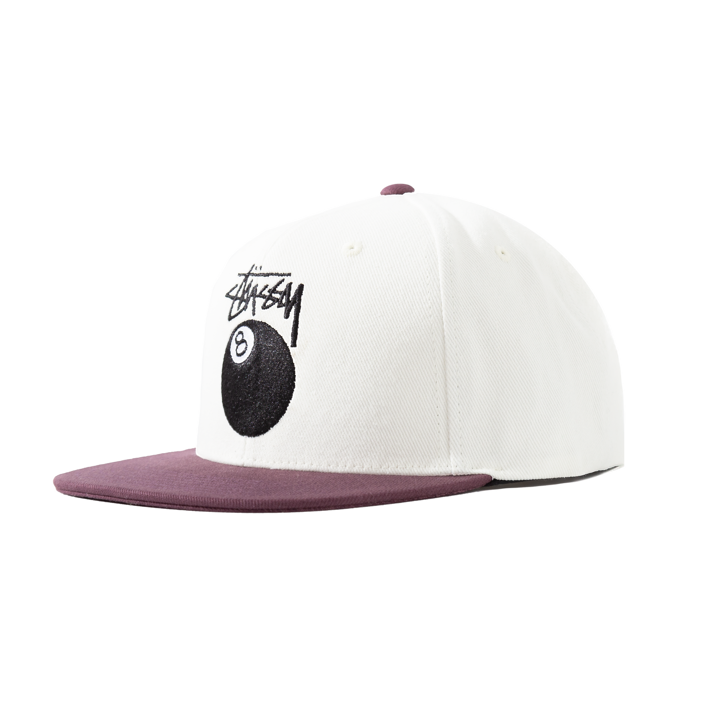 Stüssy Twill Stock 8 Ball Cap - White