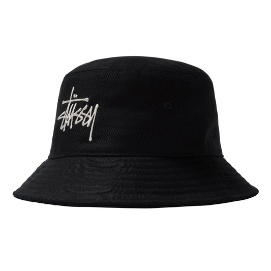 Stüssy Big Logo Twill Bucket Hat - Black