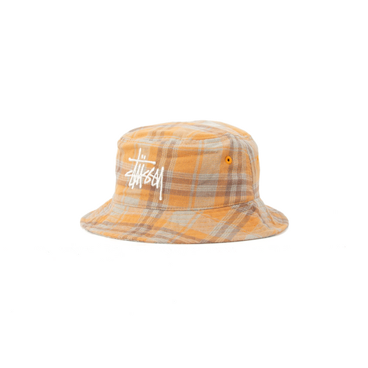 Stüssy Earth Plaid Bucket Hat - Mustard