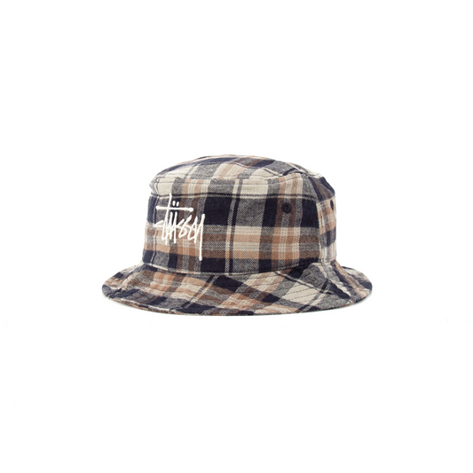 Stüssy Earth Plaid Bucket Hat - Navy