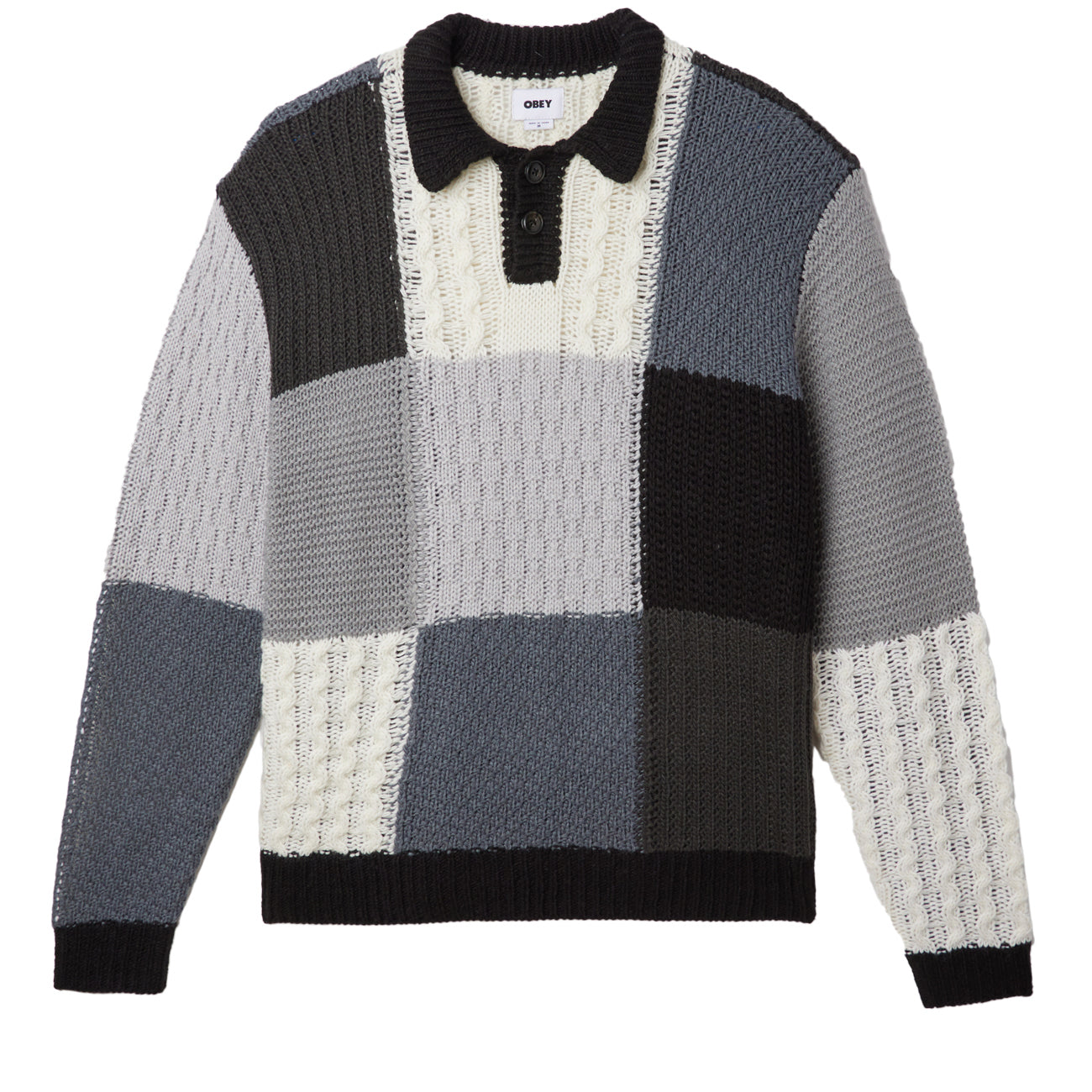 Obey Oliver Patchwork Sweater - Black Multi