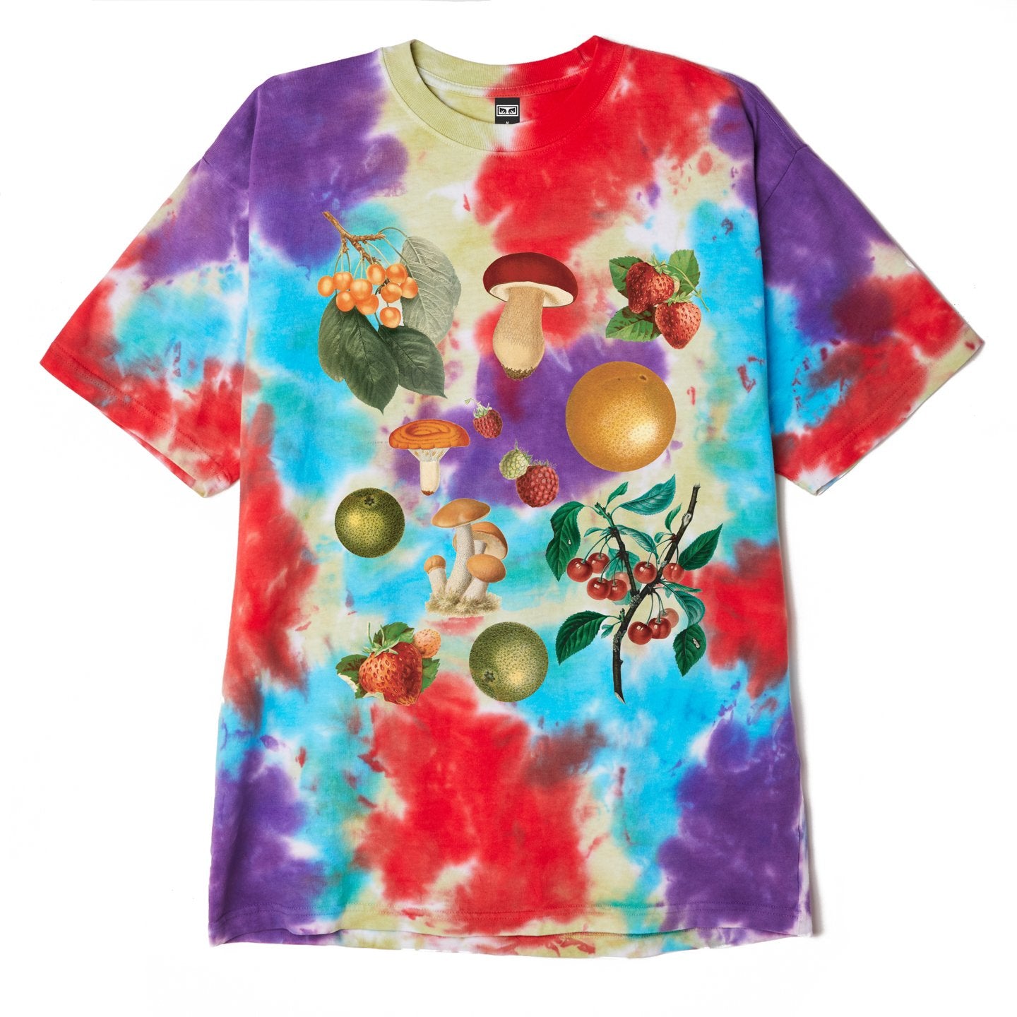 OBEY Fruits & Mushrooms Tie Dye T-Shirt - Oxi Fire Blotch