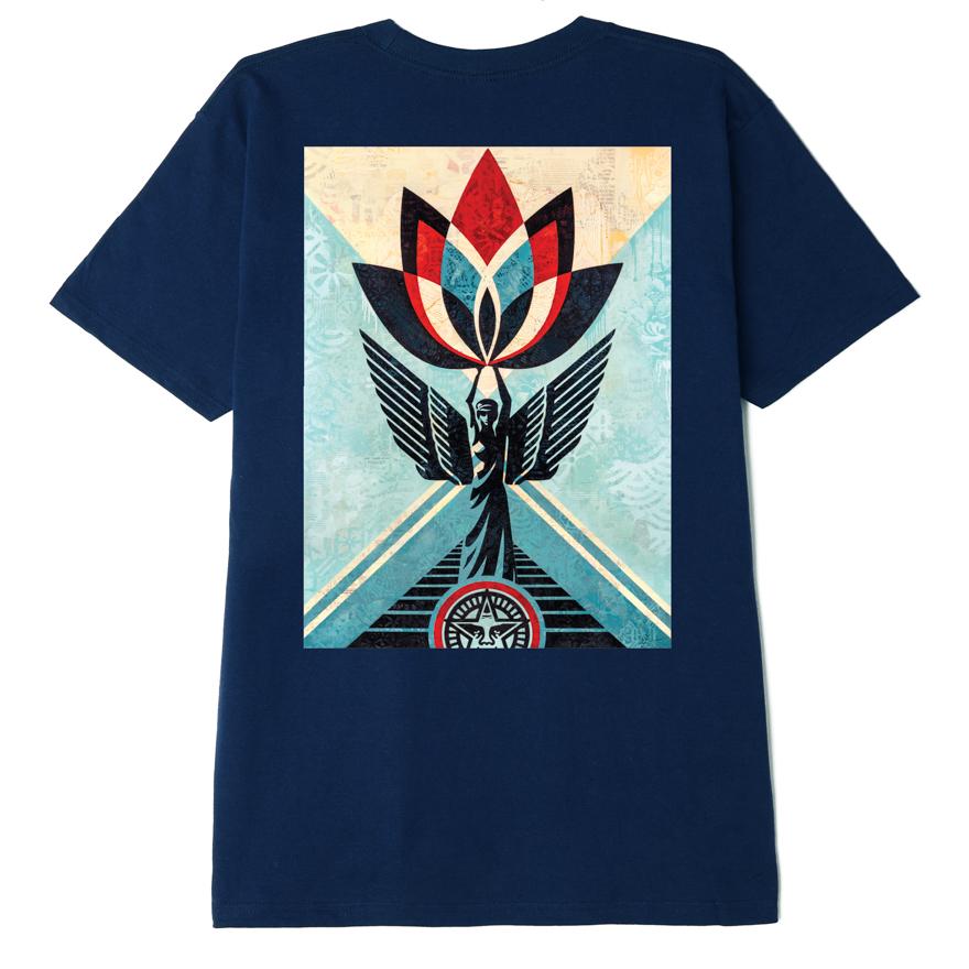 OBEY Lotus Angel Canvas T-Shirt - Navy