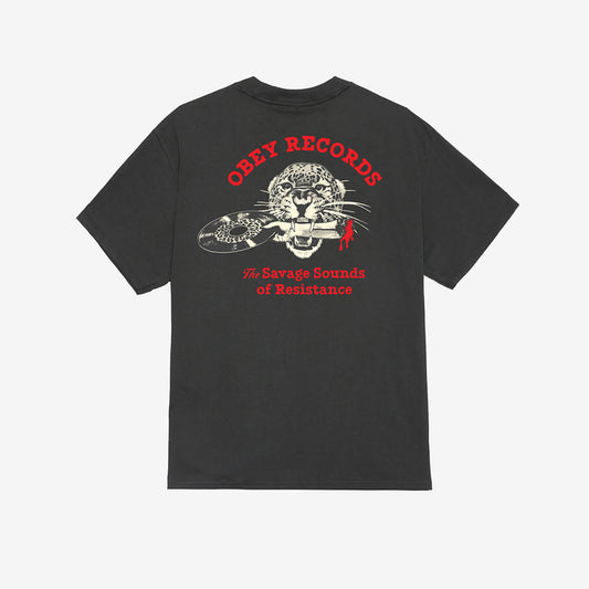 OBEY Savage Sounds Leopard Tee - Vintage Black