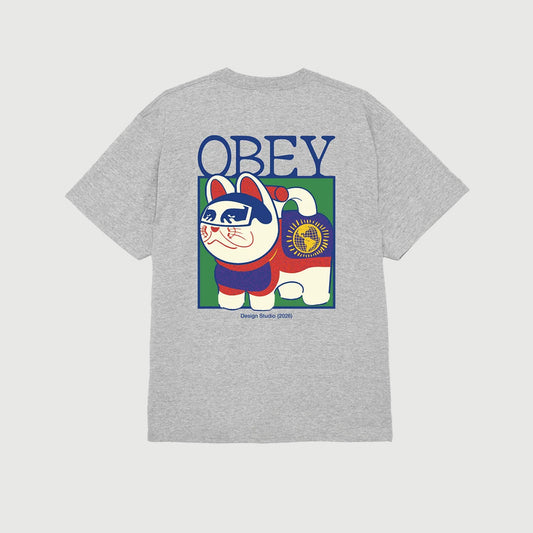 Obey Lucky Cat Tee - Heather Grey