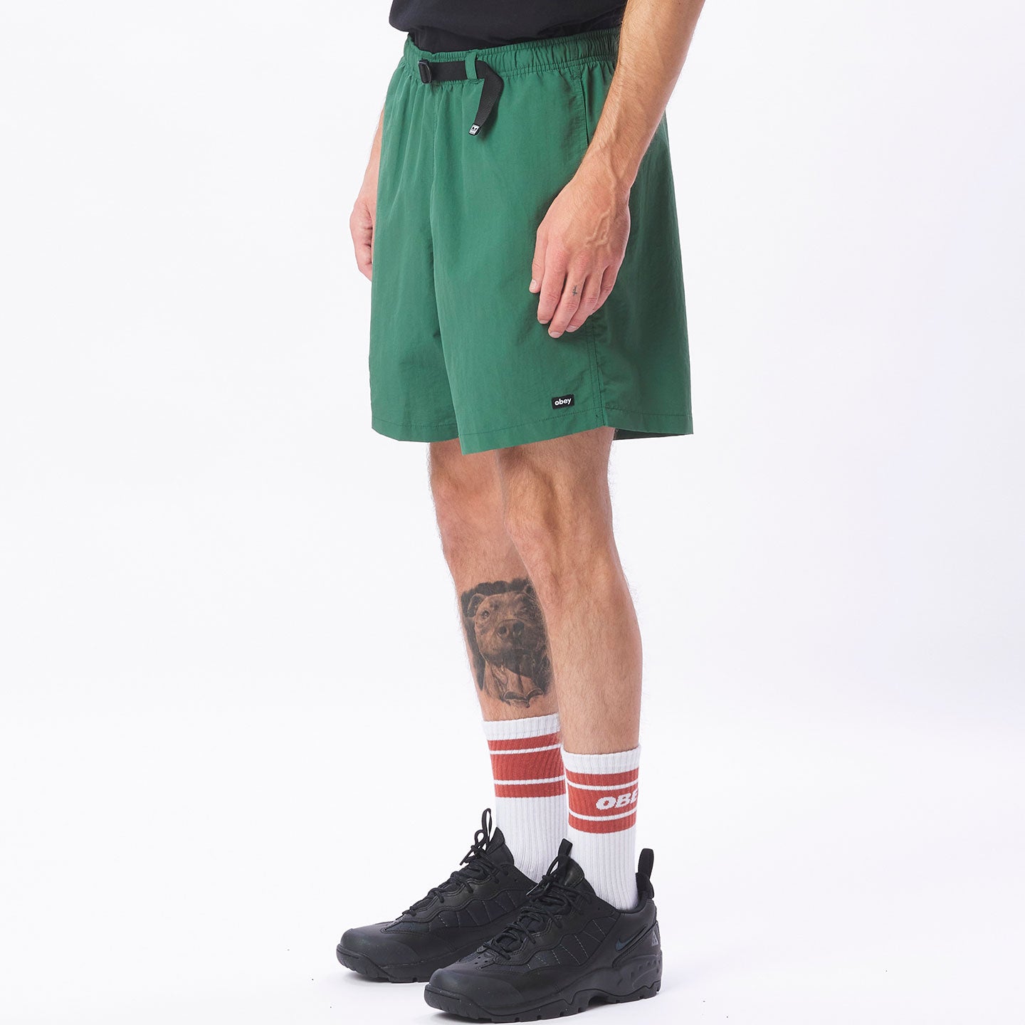 OBEY Hang Out Web Belt Short - Palm Leaf