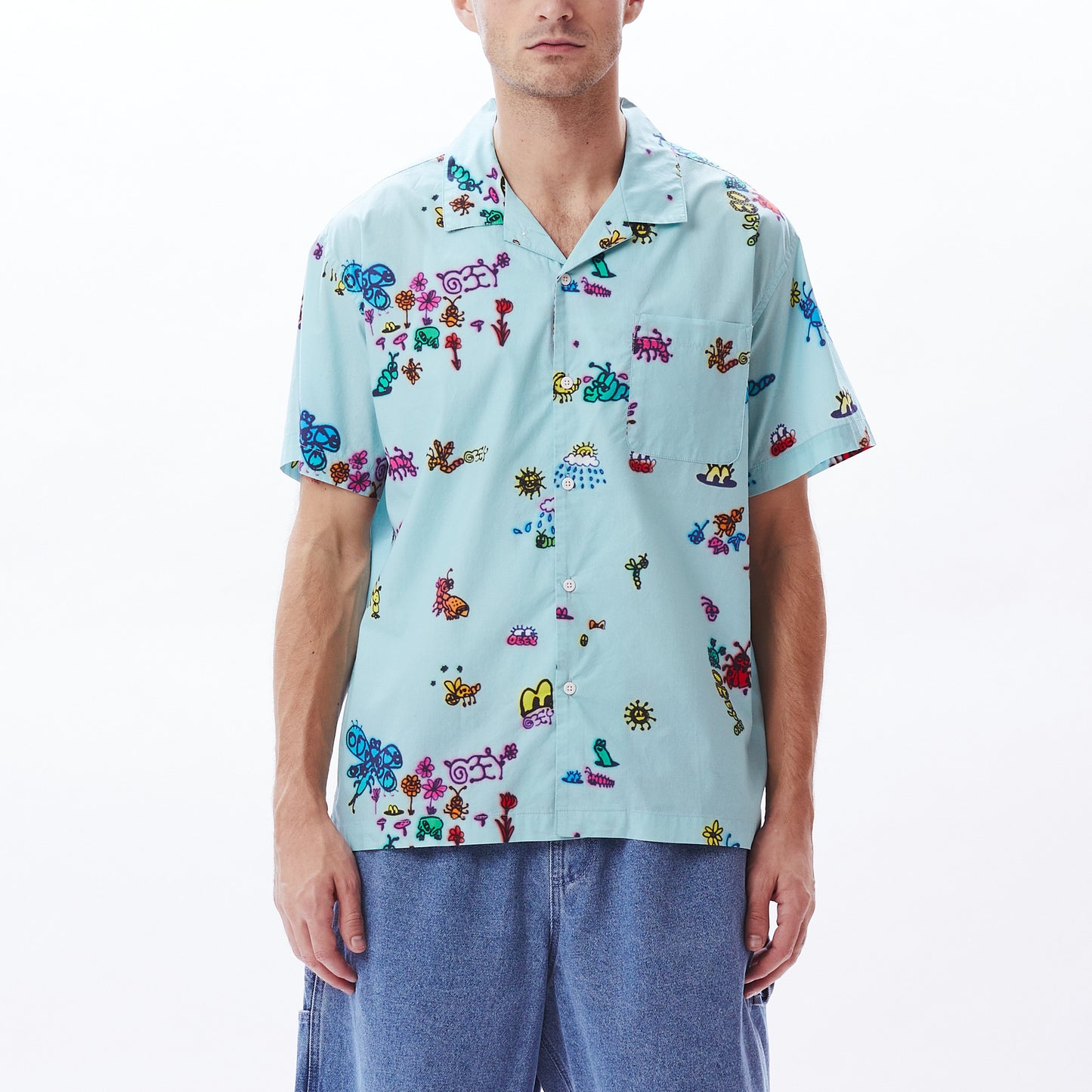 OBEY Doodles Woven Shirt - Pure Water Multi