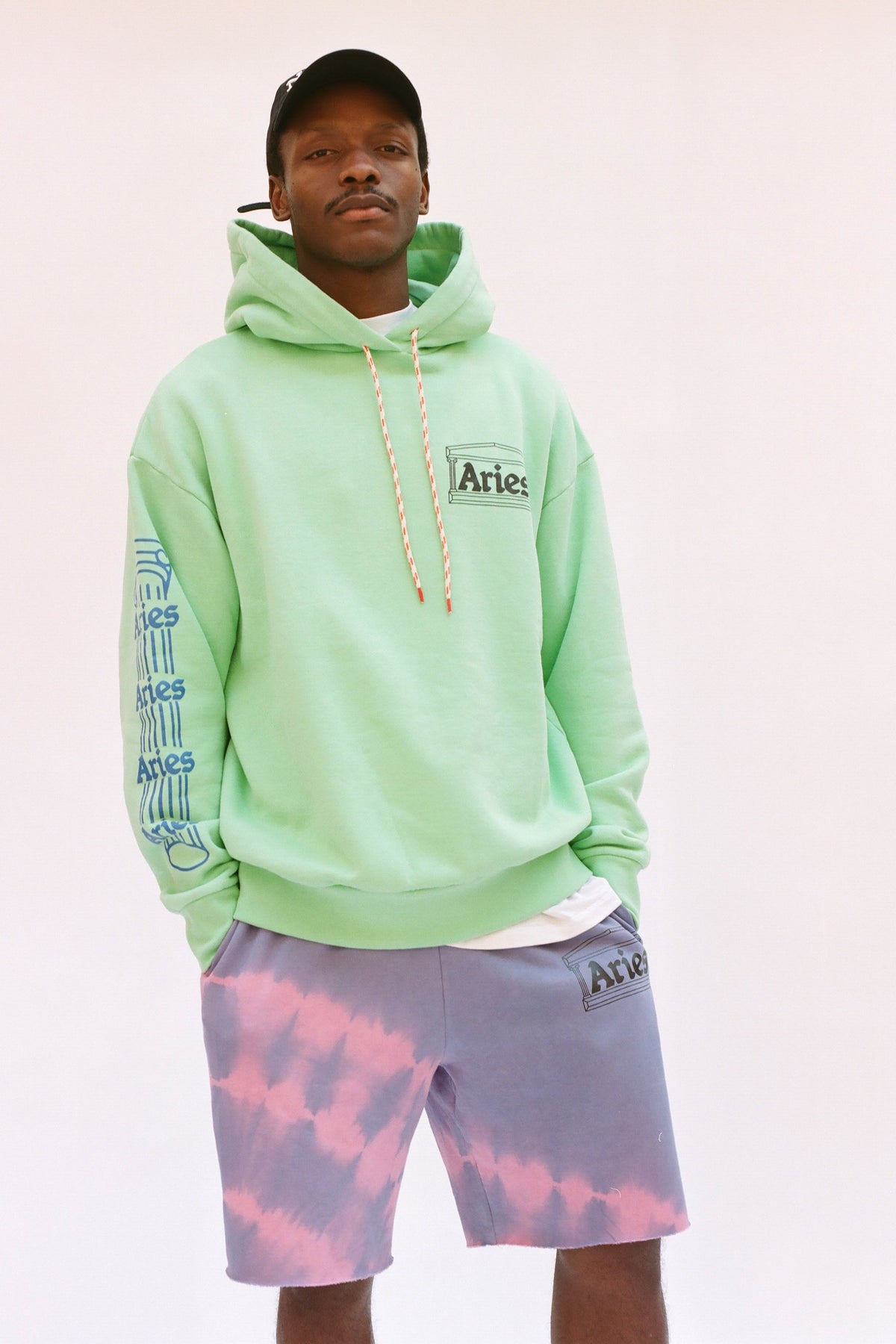 Aries Arise Temple Hooded Sweatshirt - Aqua