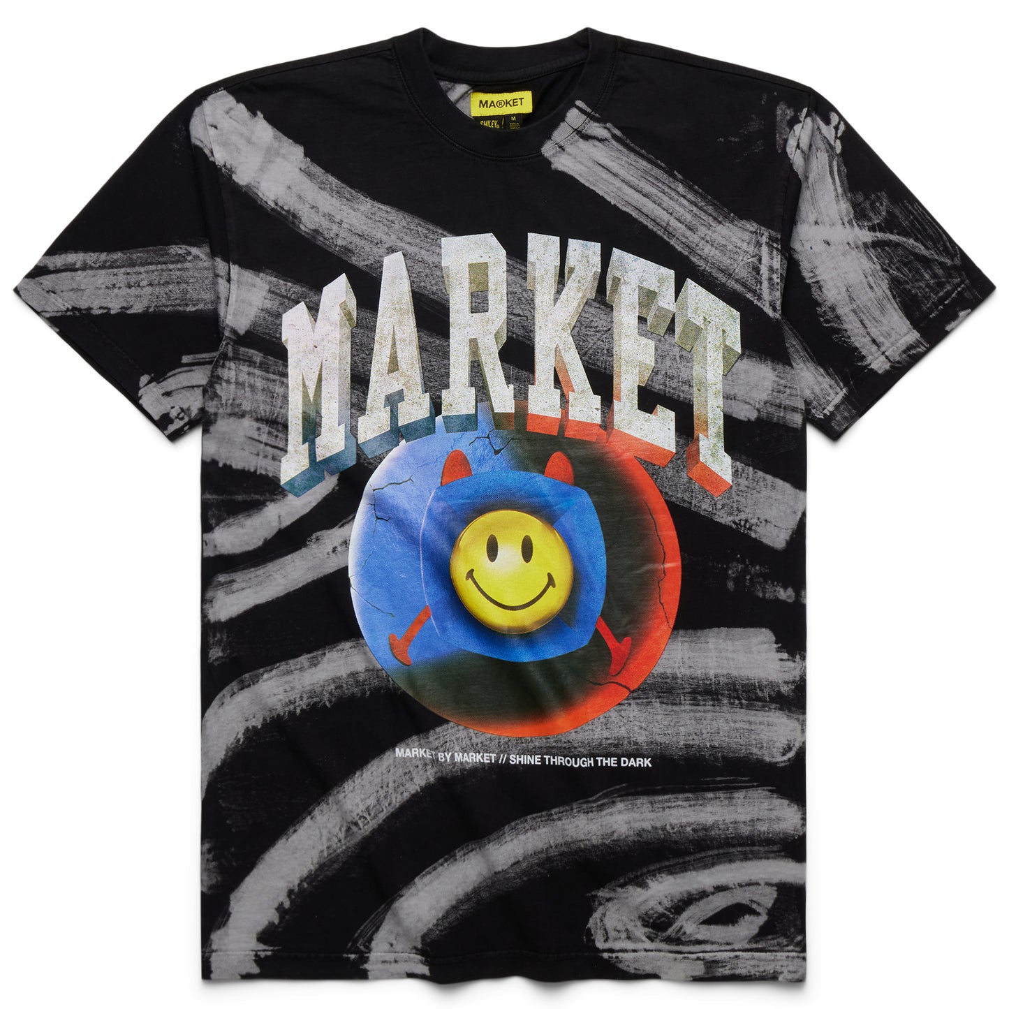 MARKET Smiley Happiness Within Tie Dye T-Shirt - Black