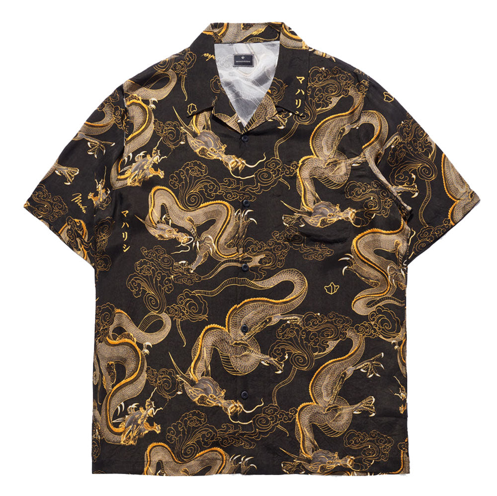Maharishi Cloud Dragon Camp Collar Shirt - Golden Black