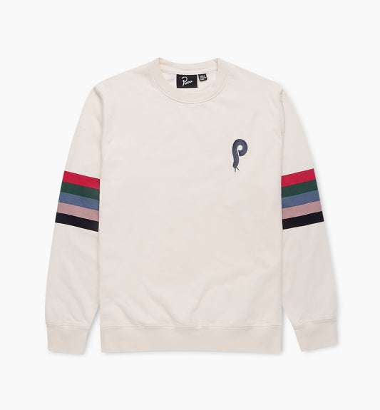 By Parra Bird Face Font Sleeve Stripe Sweatshirt