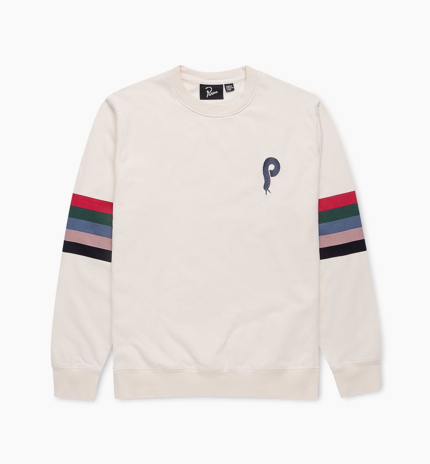 By Parra Bird Face Font Sleeve Stripe Sweatshirt - White