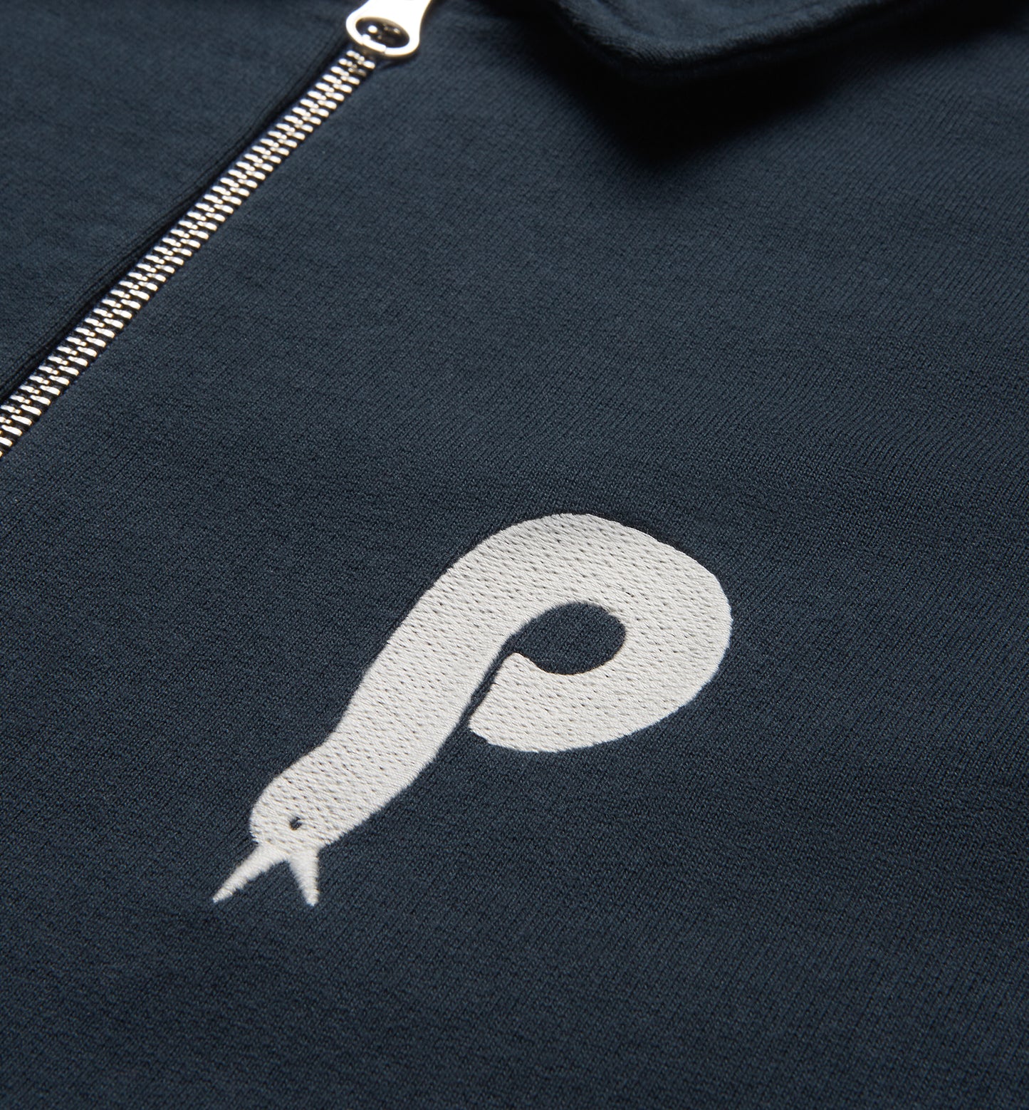 By Parra Birdface Font P Half Zip Polo Sweatshirt - Navy Blue