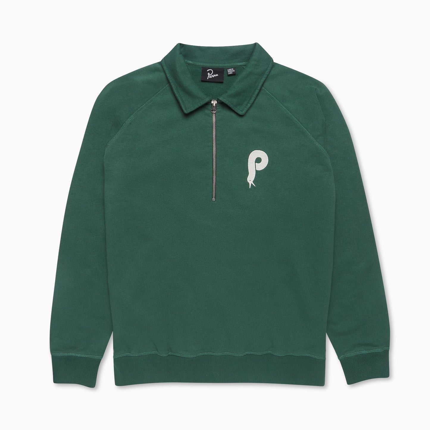 By Parra Birdface Font P Half Zip Polo Sweatshirt - Green