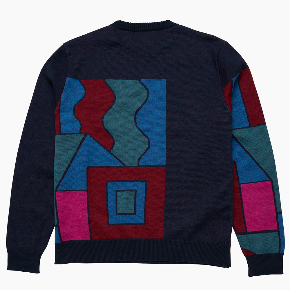 By Parra Blocked Landscape Knit - Navy