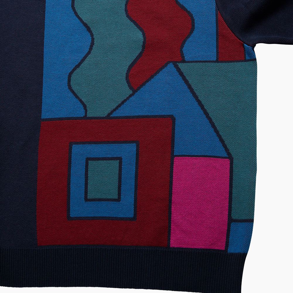 By Parra Blocked Landscape Knit - Navy