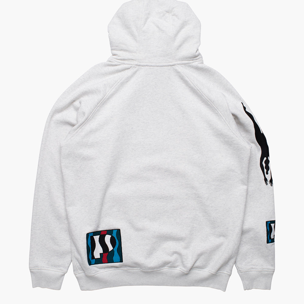 By Parra Zebra Striped P Hooded Sweatshirt - Ash Grey