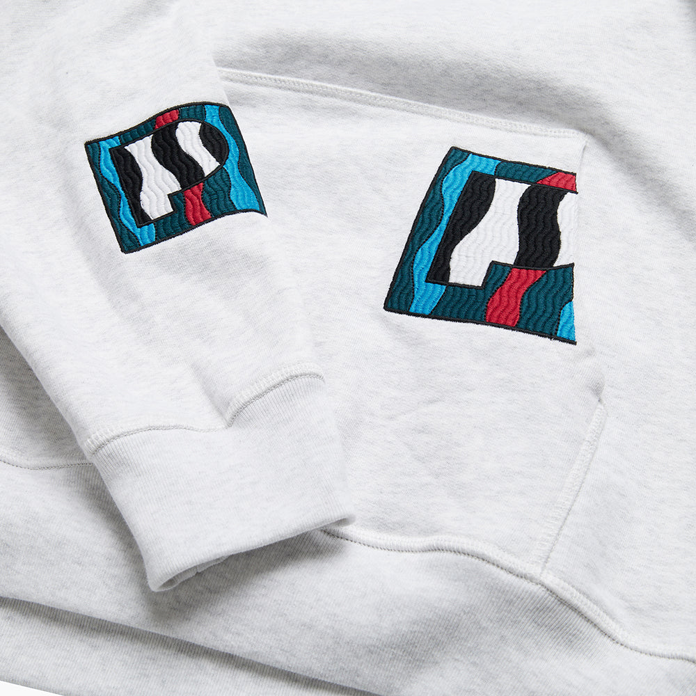 By Parra Zebra Striped P Hooded Sweatshirt - Ash Grey