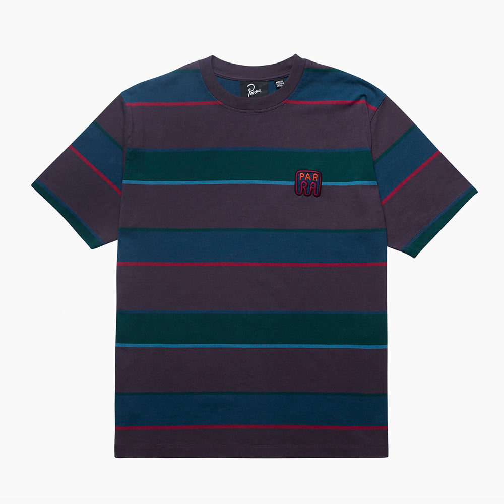 By Parra Fast Food Logo Striped T-Shirt - Aubergine