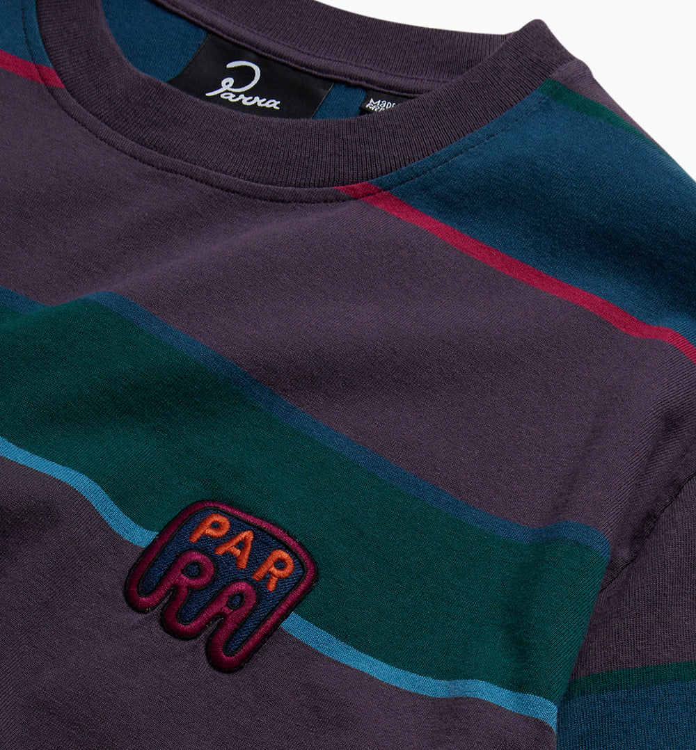 By Parra Fast Food Logo Striped T-Shirt - Aubergine