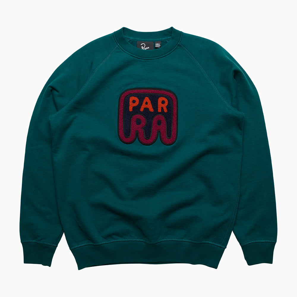 By Parra Fast Food Logo Crew Neck Sweatshirt - Deep Sea Green