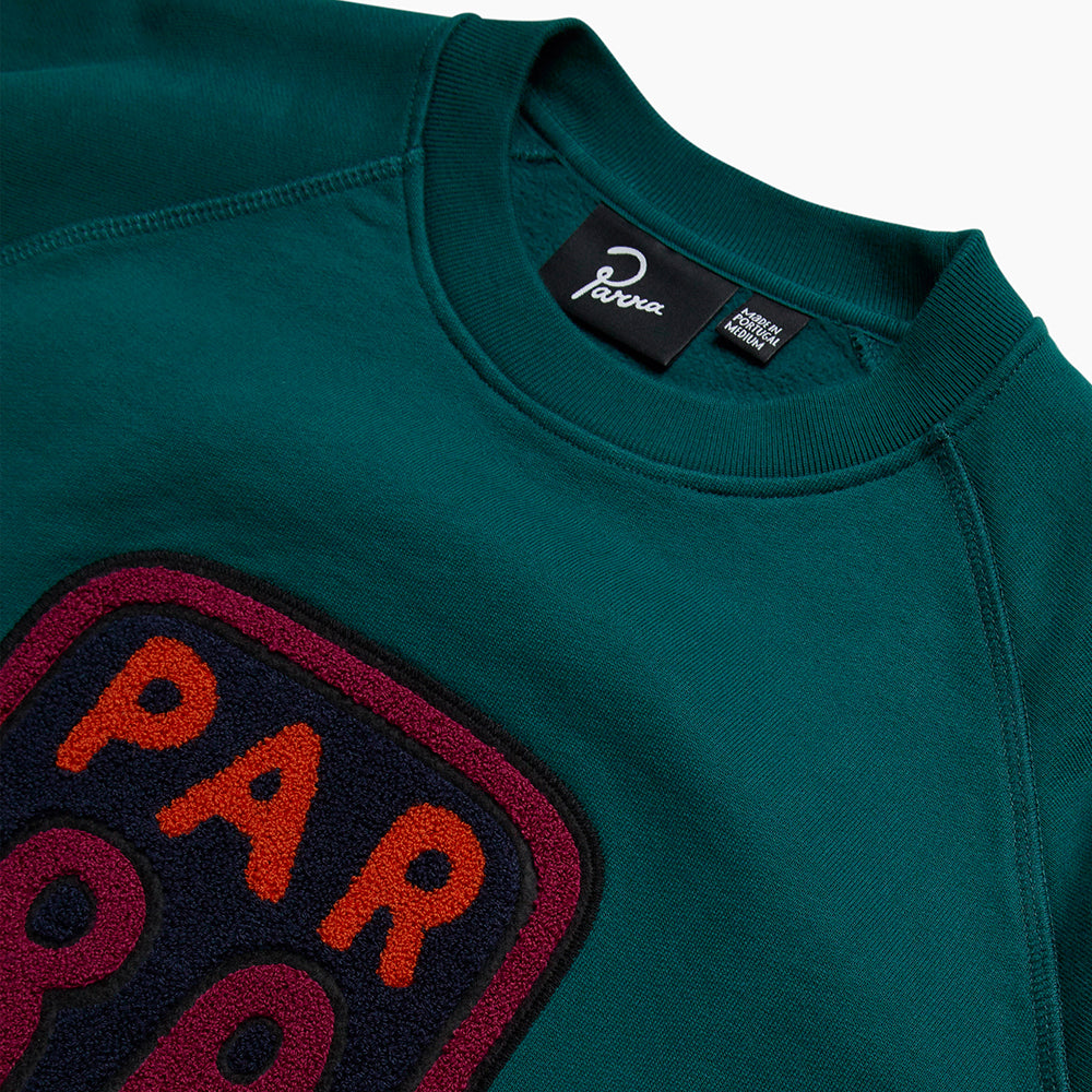 By Parra Fast Food Logo Crew Neck Sweatshirt - Deep Sea Green