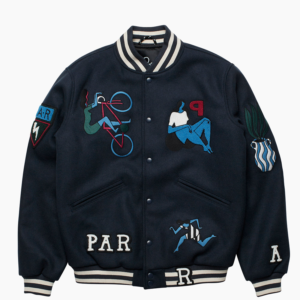 By Parra Run Sit & Bike Varisty Jacket - Navy Blue