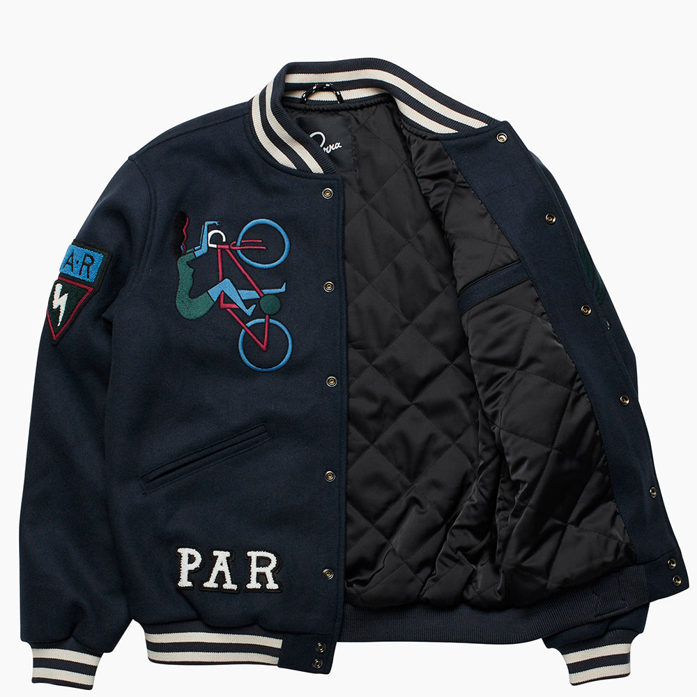 By Parra Run Sit & Bike Varisty Jacket - Navy Blue