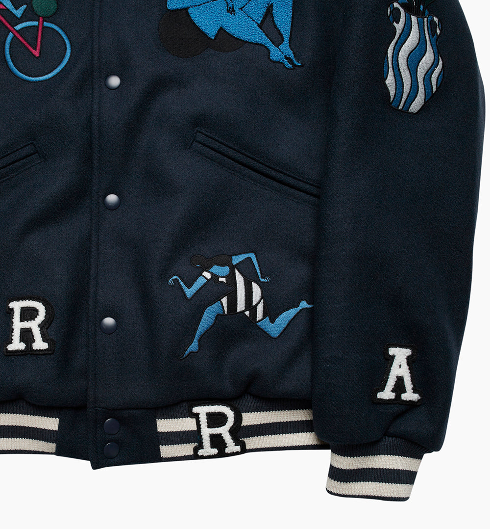 By Parra Run Sit & Bike Varisty Jacket - Navy Blue