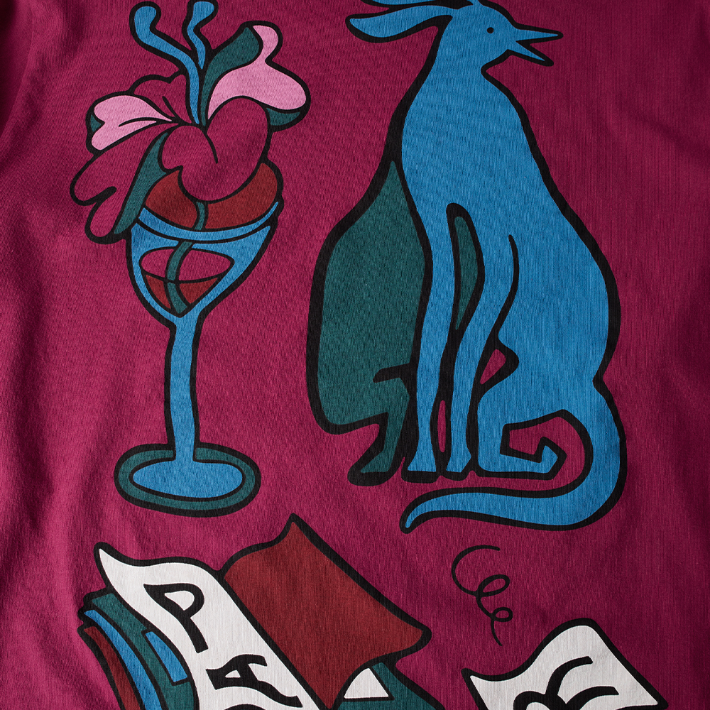 By Parra Wine & Books L/S T-Shirt - Beet Red