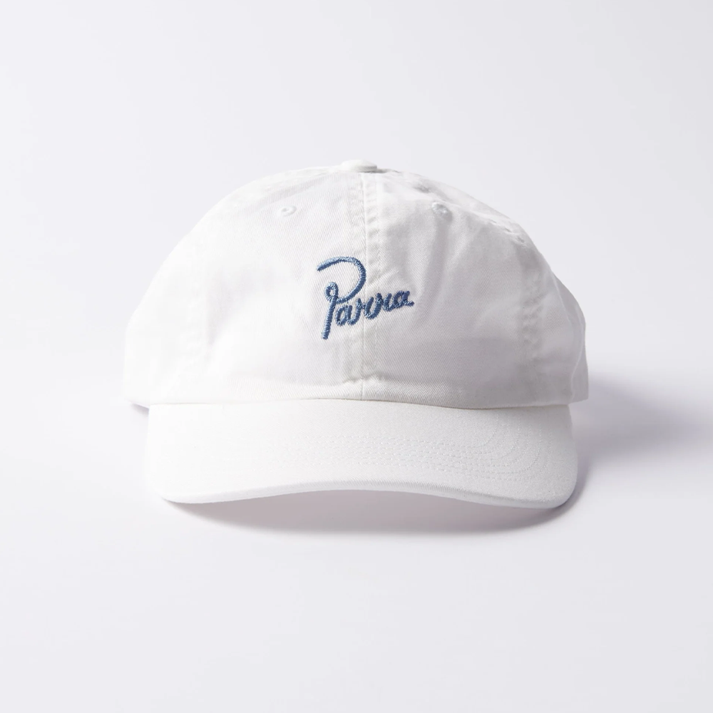 By Parra Script Logo 6 Panel Hat - White
